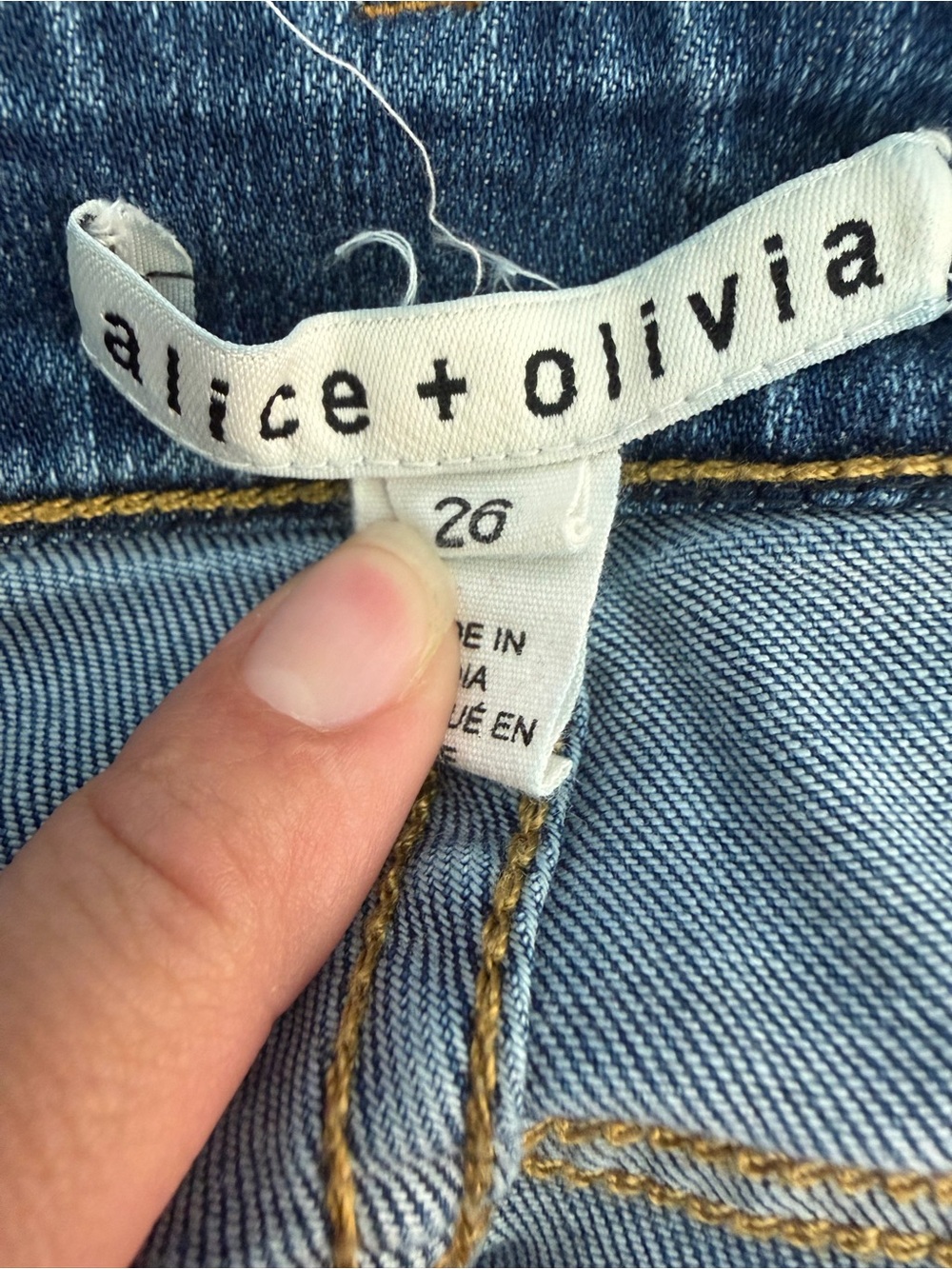 Alice + Olivia Beta Wide Leg Embroidered Gaucho Denim Jeans Size 26 - Picture 6 of 10